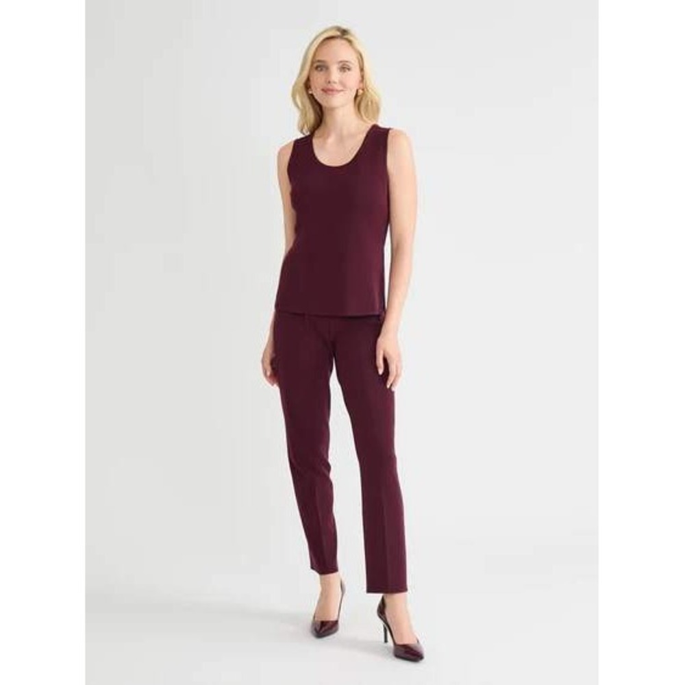 Misook NWOT $168 Women's Scoop Neck Knit Tank, Sangria Sz Medium True Fit